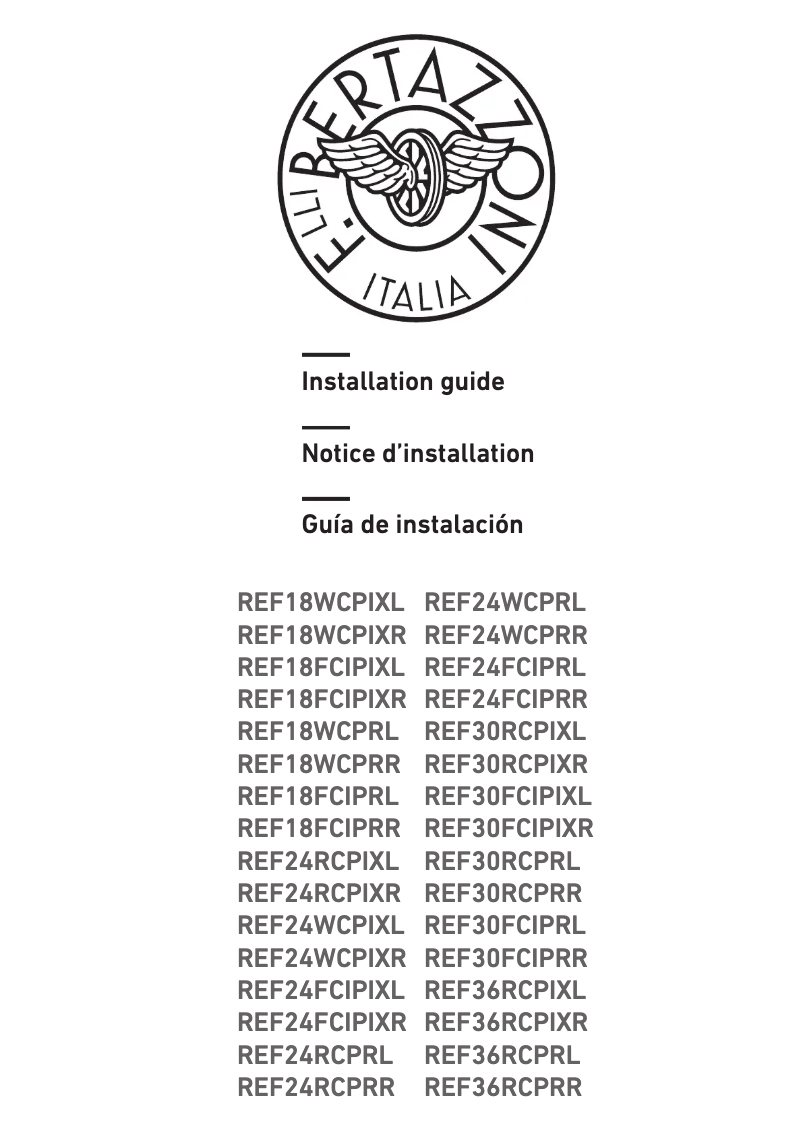 Page 1 de la notice Guide d'installation Bertazzoni REF30RCPRR