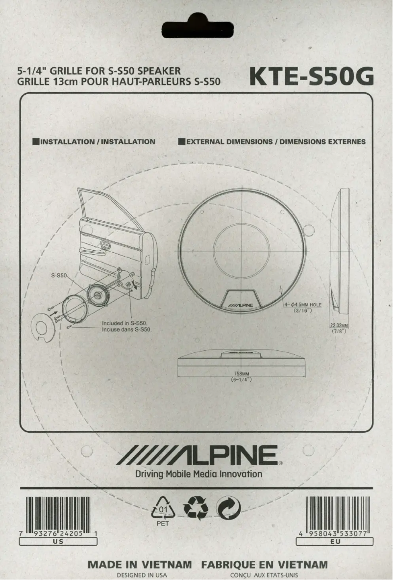 Page 1 de la notice Manuel utilisateur Alpine KTE-S50G