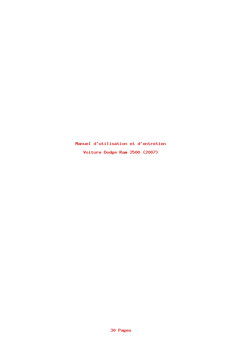 Page 1 de la notice Manuel d'utilisation et d'entretien Dodge Ram 2500 (2007)
