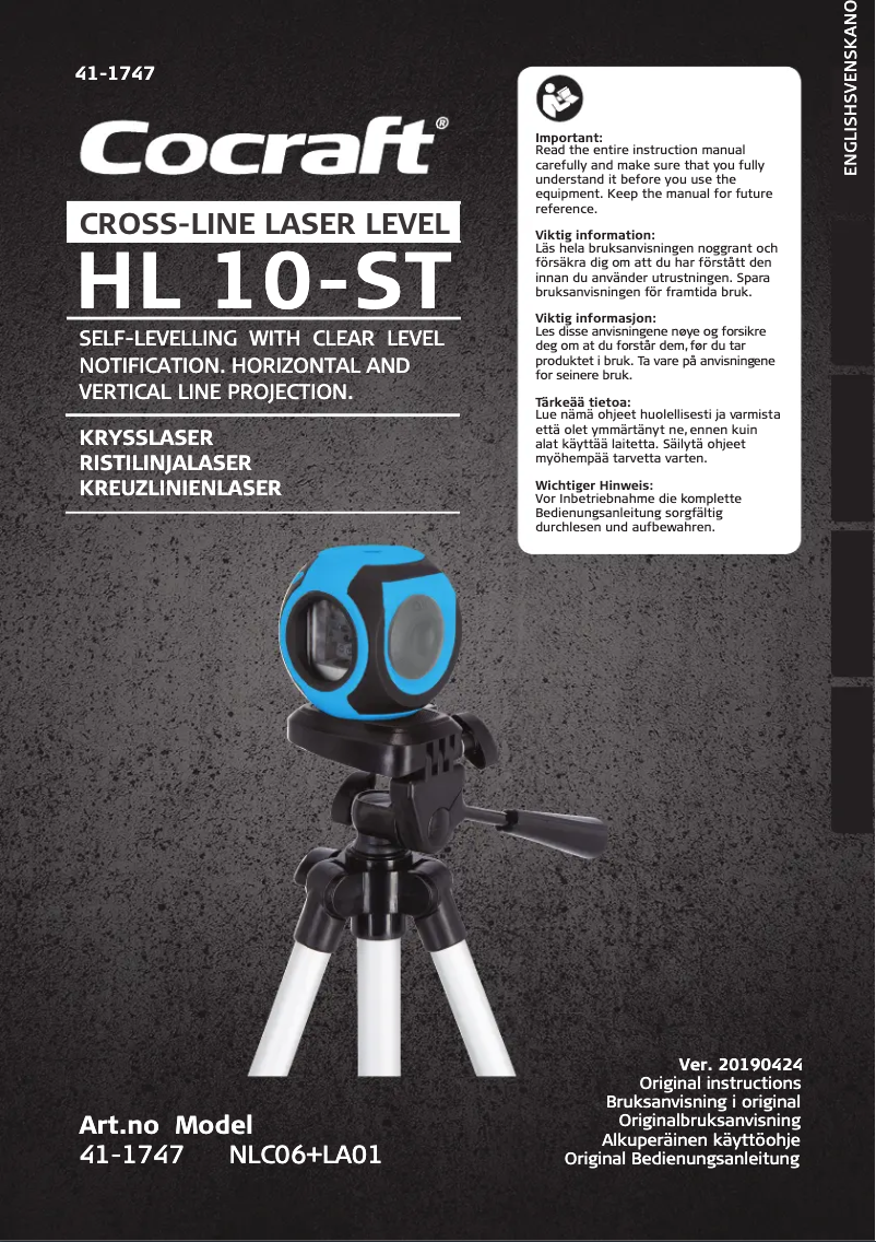 Page 1 de la notice Manuel utilisateur Cocraft HL10-ST