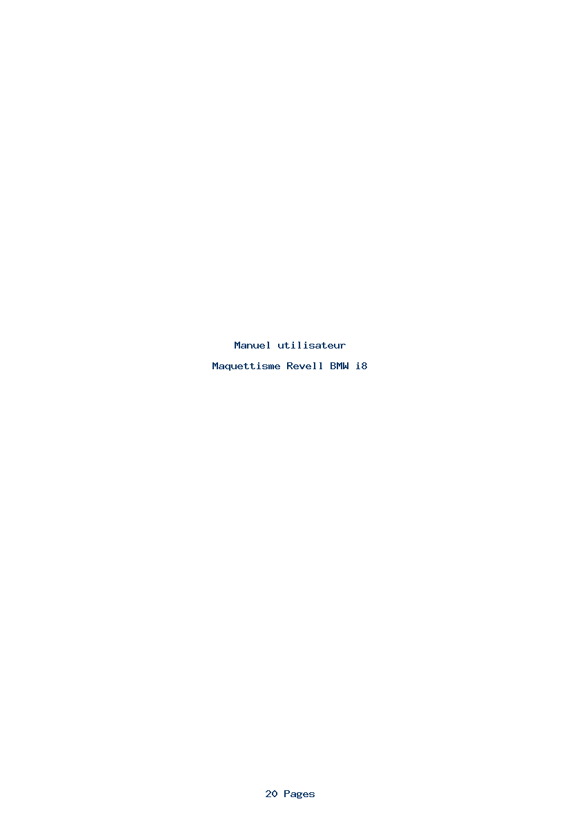 Page 1 de la notice Manuel utilisateur Revell BMW i8