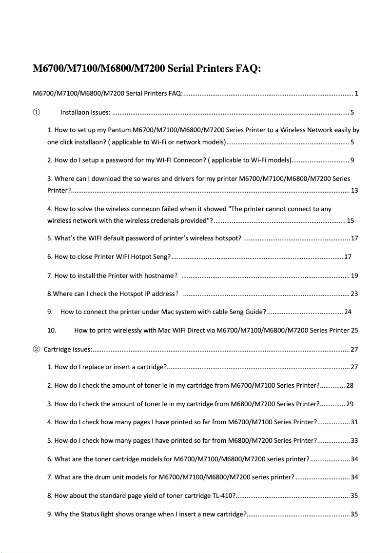 Página 1 del manual Preguntas frecuentes Pantum M6706DW