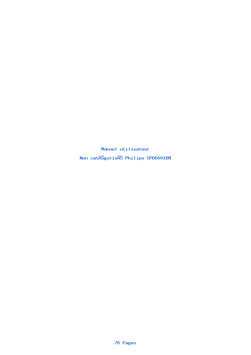 Image de la première page du manuel de l'appareil SPD6001BM