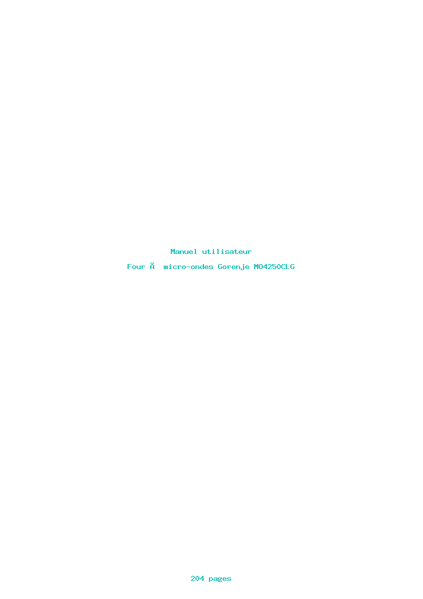 Page 1 de la notice Manuel utilisateur Gorenje MO4250CLG