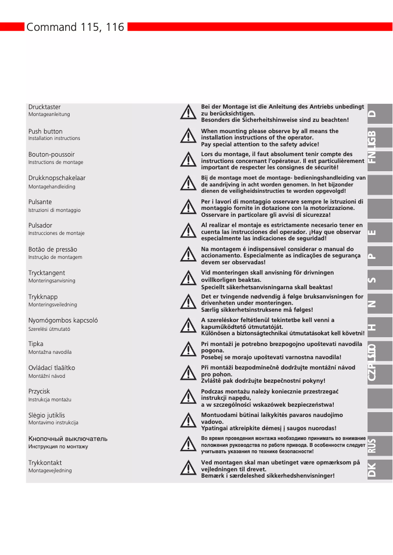 Page 1 de la notice Manuel utilisateur Marantec Command 115