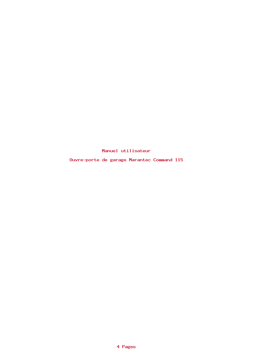 Page 1 de la notice Manuel utilisateur Marantec Command 115