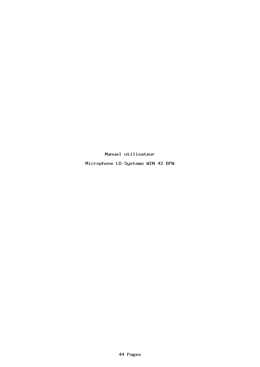Page 1 de la notice Manuel utilisateur LD Systems WIN 42 BPW