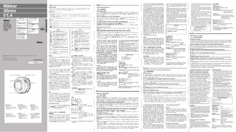 Page 1 de la notice Manuel utilisateur Nikon Nikkor 35mm f/1.4