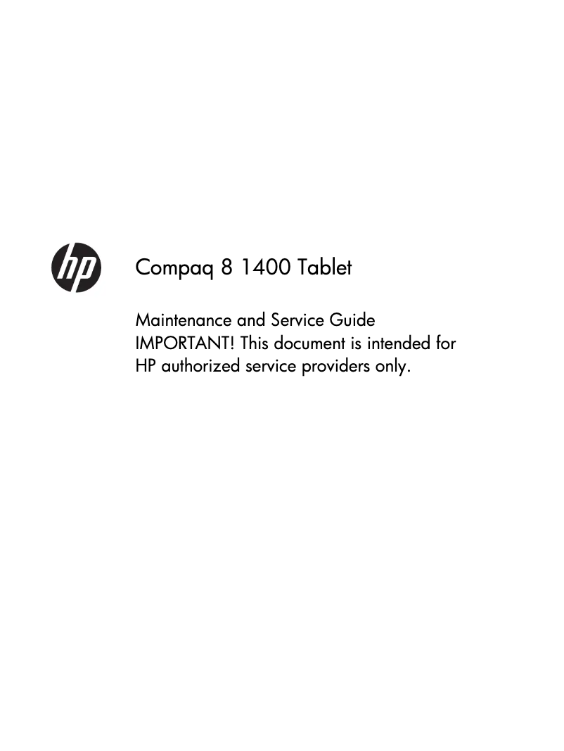 Page 1 de la notice Manuel d'utilisation et d'entretien HP Compaq 8 1400