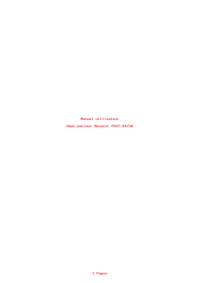 Page 1 de la notice Manuel utilisateur Monacor PAST-84/SW