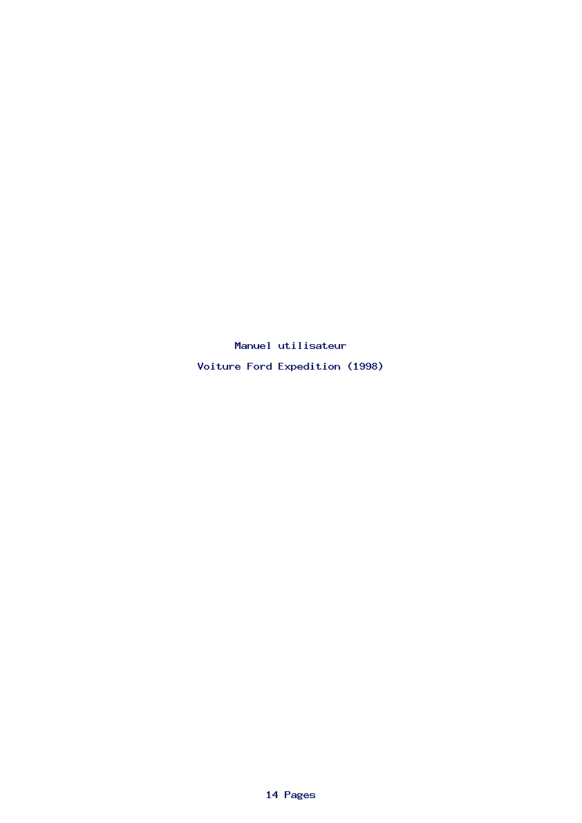 Page 1 de la notice Manuel utilisateur Ford Expedition (1998)