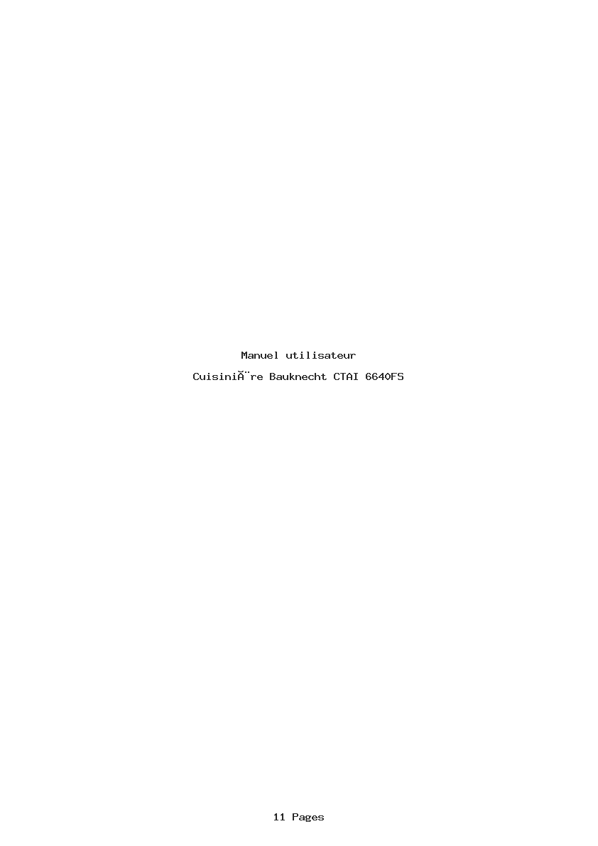 Page 1 de la notice Manuel utilisateur Bauknecht CTAI 6640FS