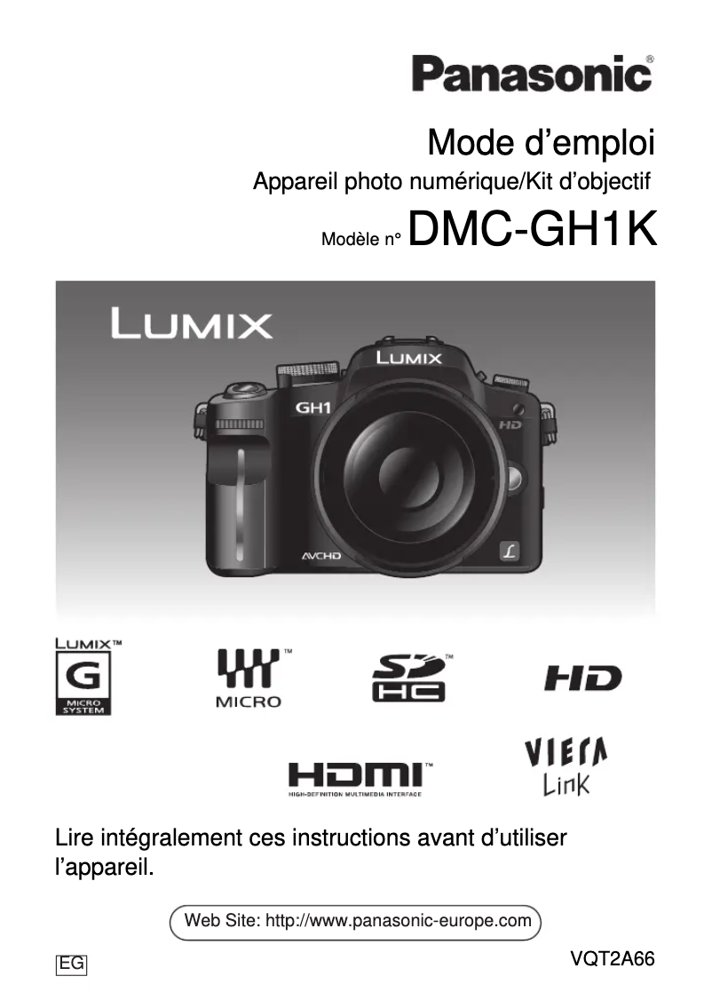 Page 1 of the manual User Manual Panasonic Lumix DMC-GH1