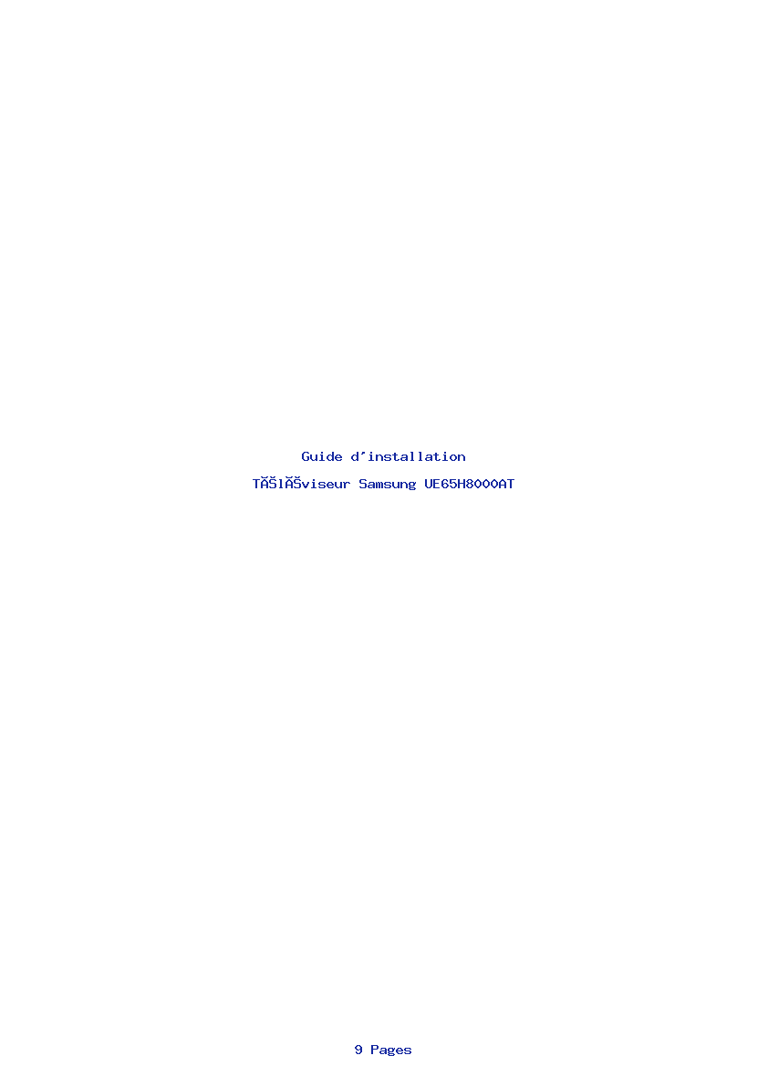 Page 1 de la notice Guide d'installation Samsung UE65H8000AT