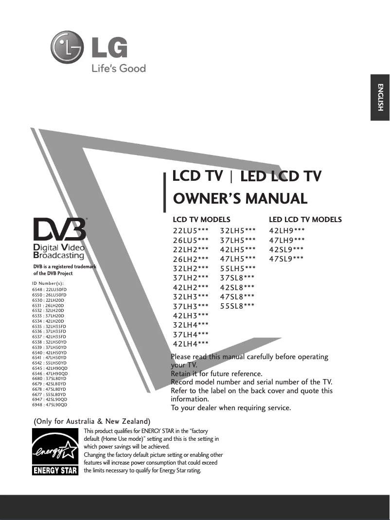 Page 1 de la notice Manuel utilisateur LG 55SL80YD