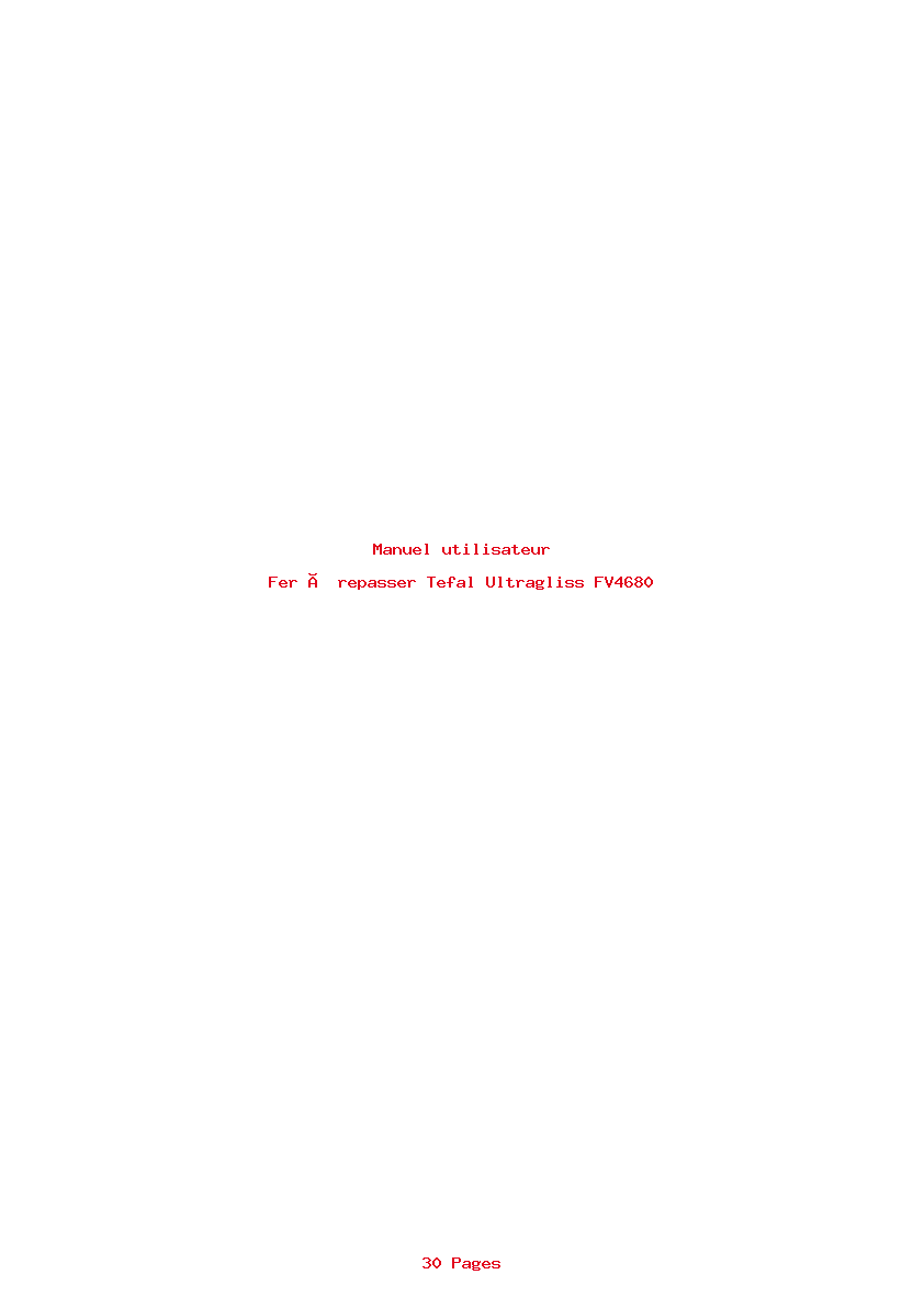 Page 1 de la notice Manuel utilisateur Tefal Ultragliss FV4680