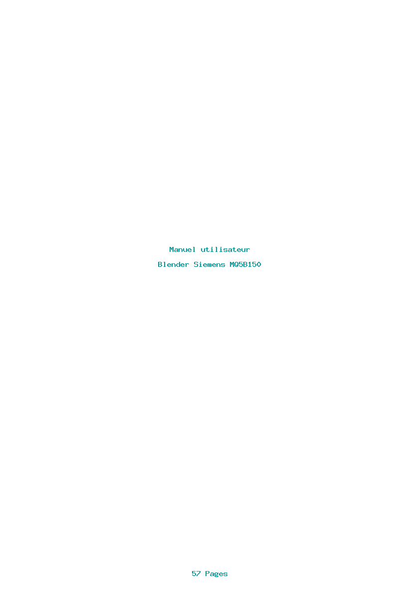 Page 1 de la notice Manuel utilisateur Siemens MQ5B150