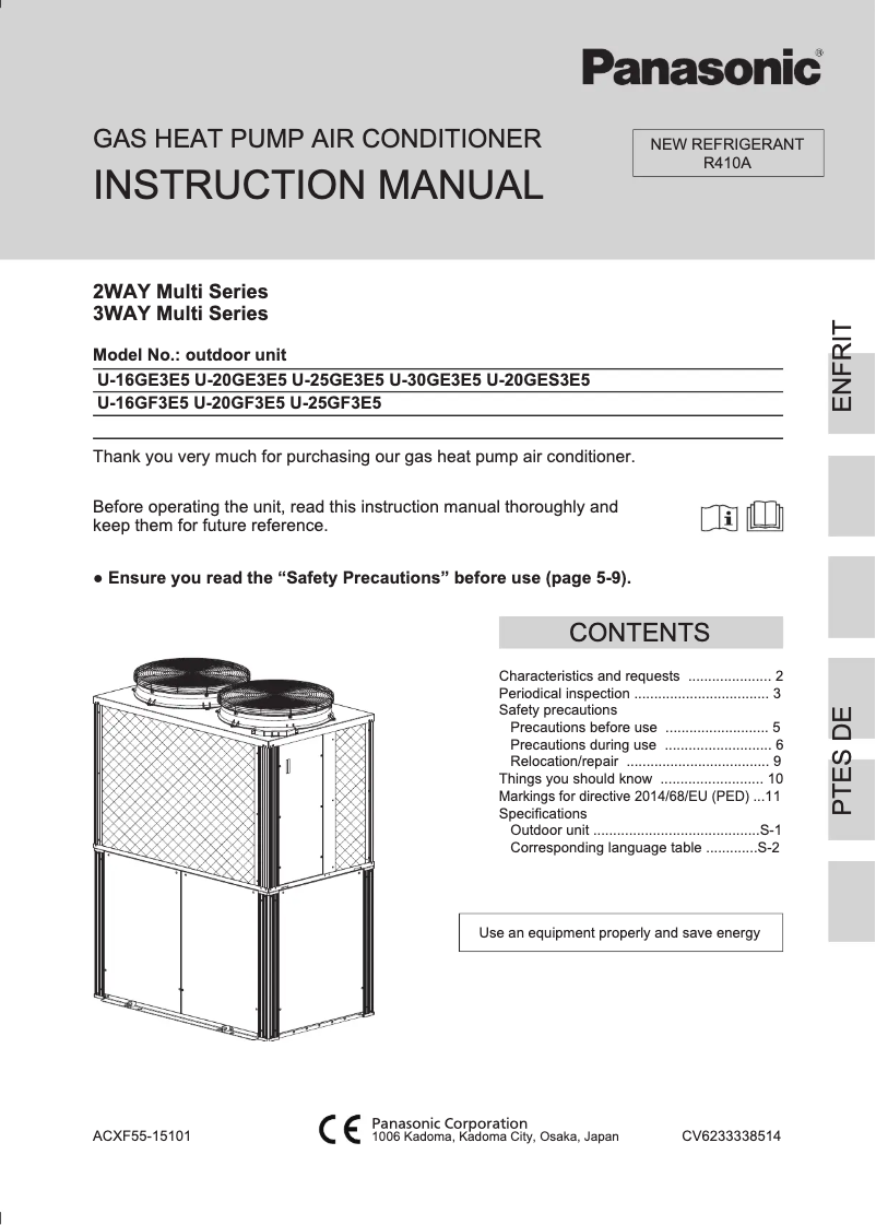 Página 1 del manual Manual de usuario Panasonic U-20GF3E5