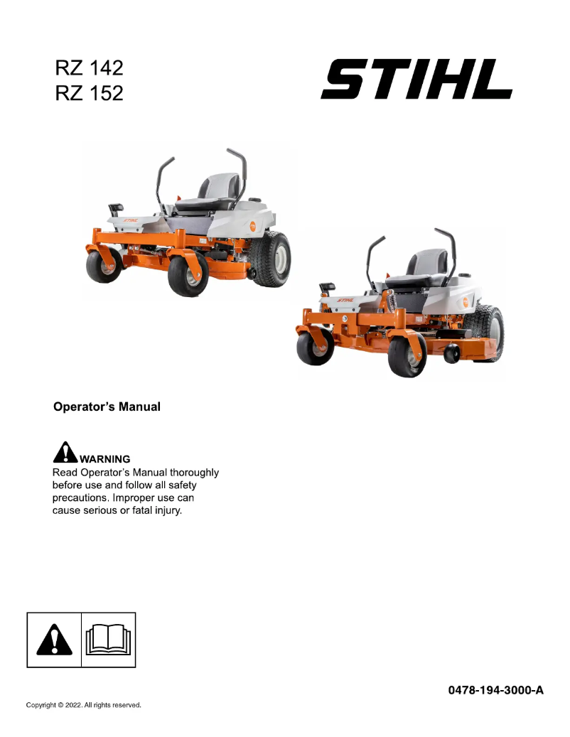 Page 1 de la notice Manuel utilisateur Stihl RZ 142