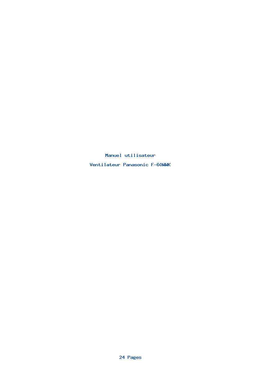 Page 1 de la notice Manuel utilisateur Panasonic F-60WWK