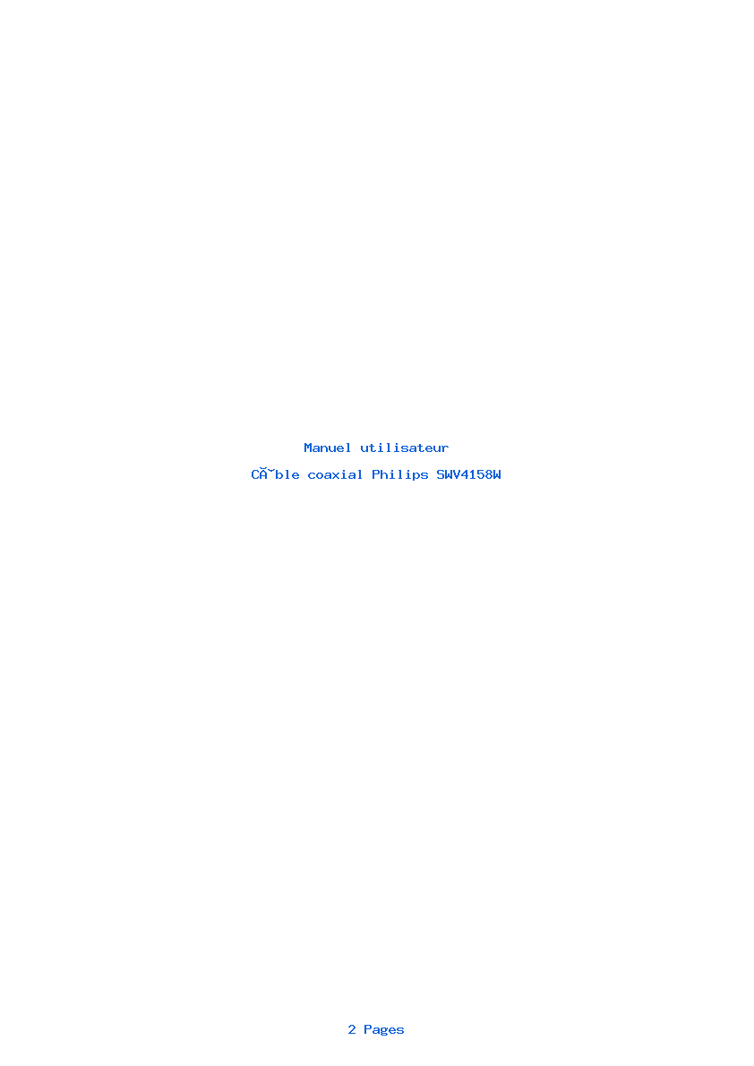 Page 1 de la notice Manuel utilisateur Philips SWV4158W