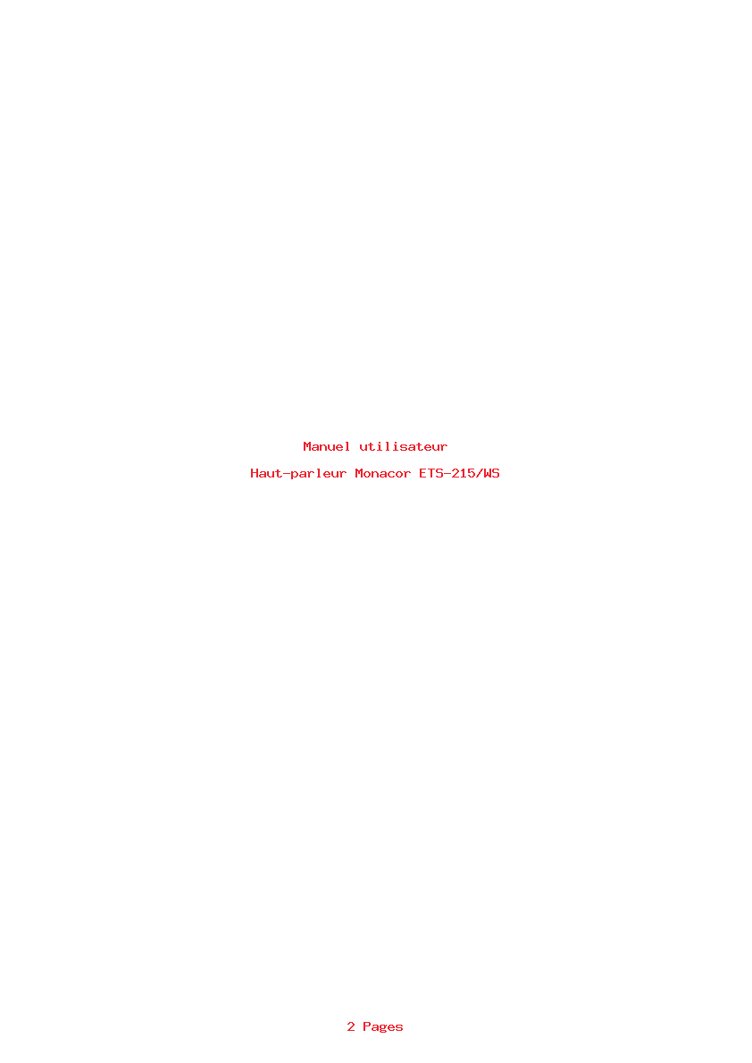 Page 1 de la notice Manuel utilisateur Monacor ETS-215/WS