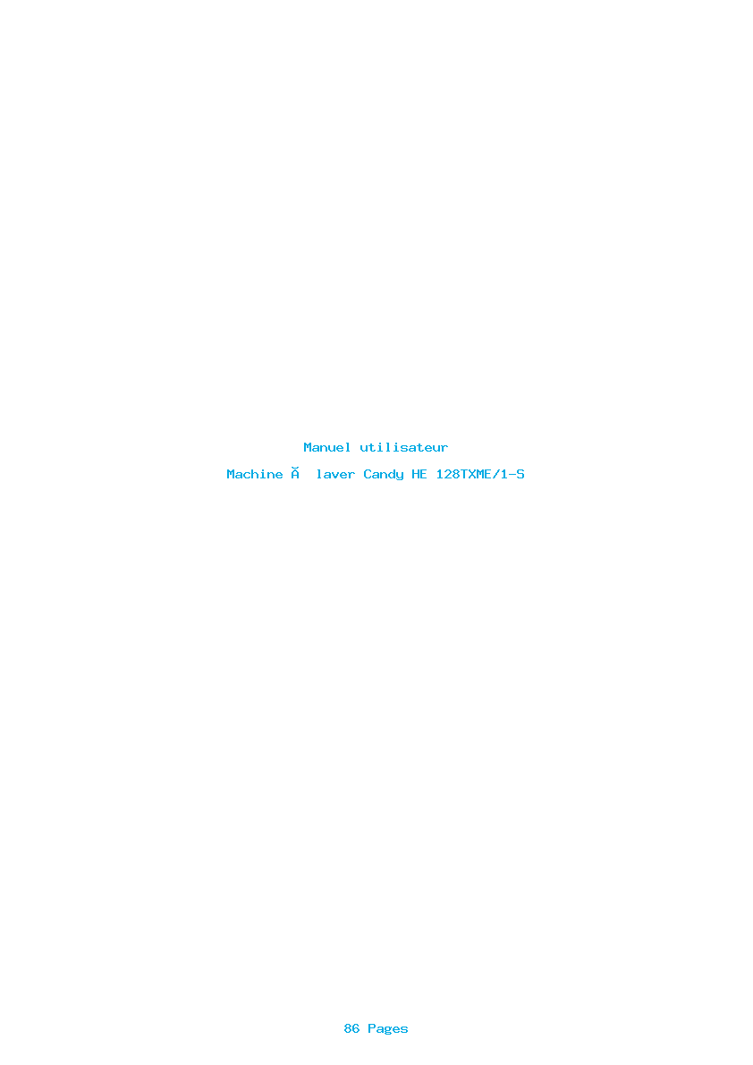 Page 1 de la notice Manuel utilisateur Candy HE 128TXME/1-S