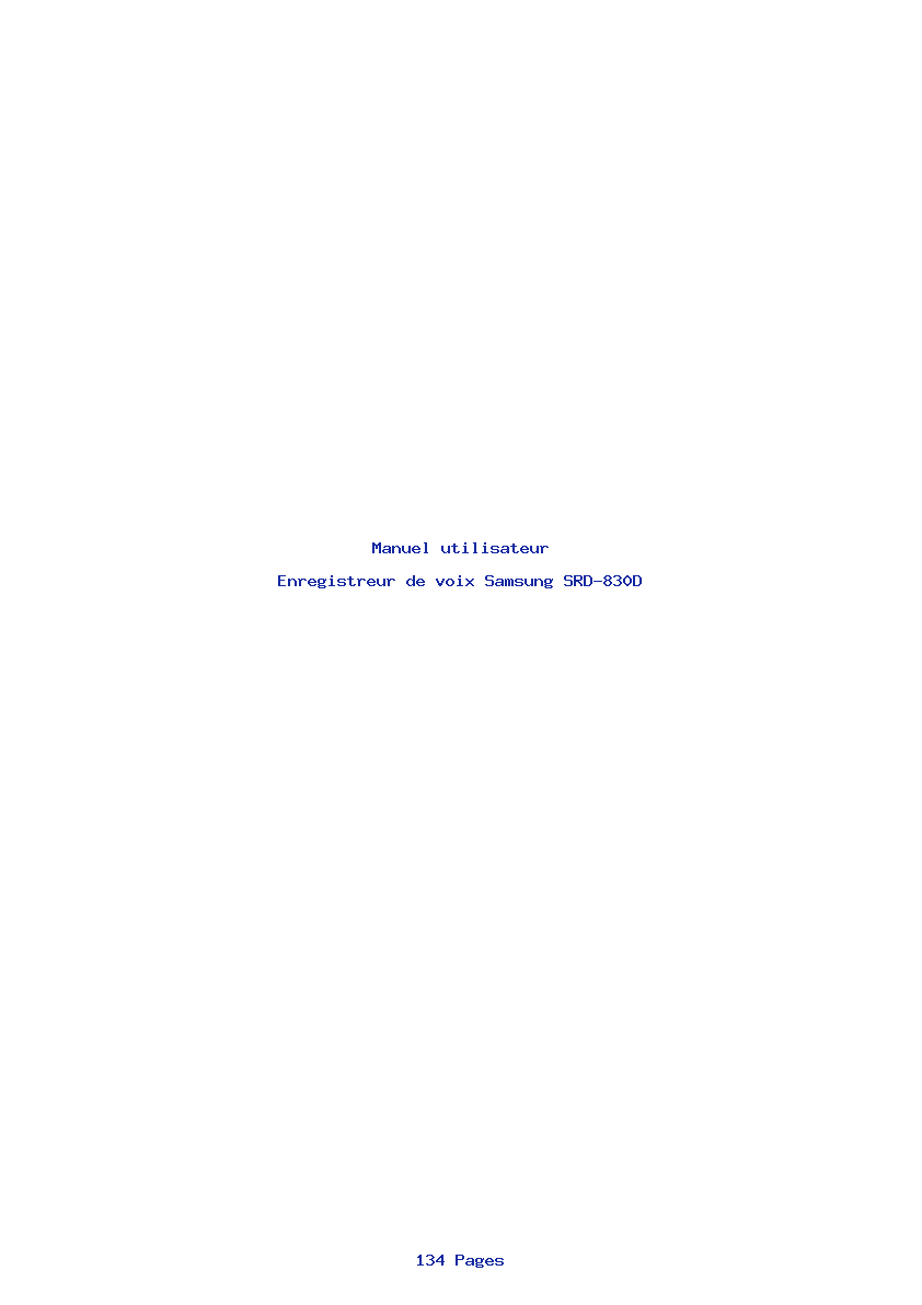 Page 1 de la notice Manuel utilisateur Samsung SRD-830D