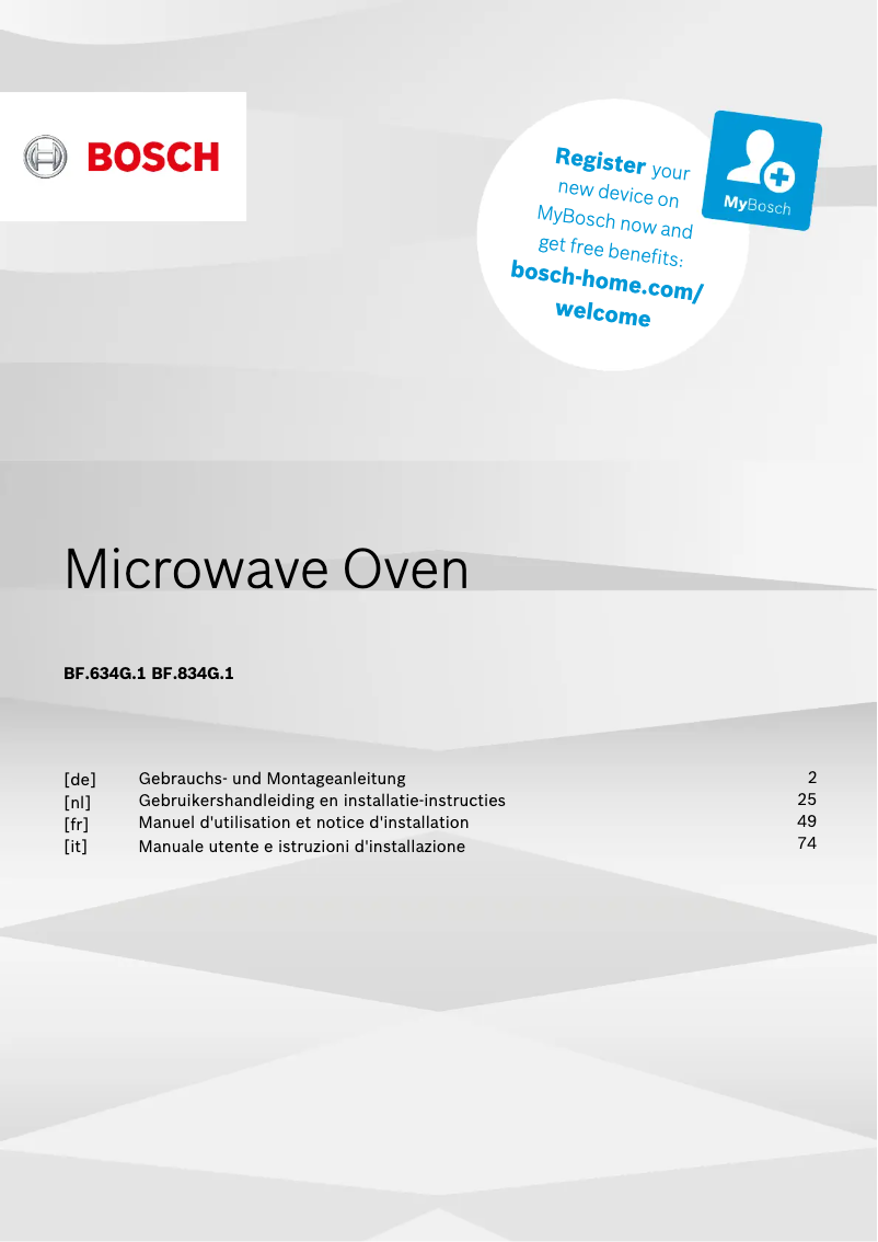 Page 1 de la notice Guide d'installation Bosch BFR634GS1