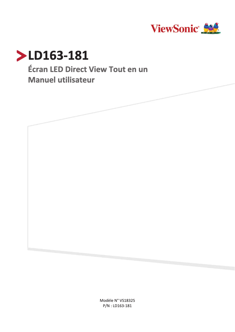 Page 1 de la notice Manuel utilisateur Viewsonic LD163-181