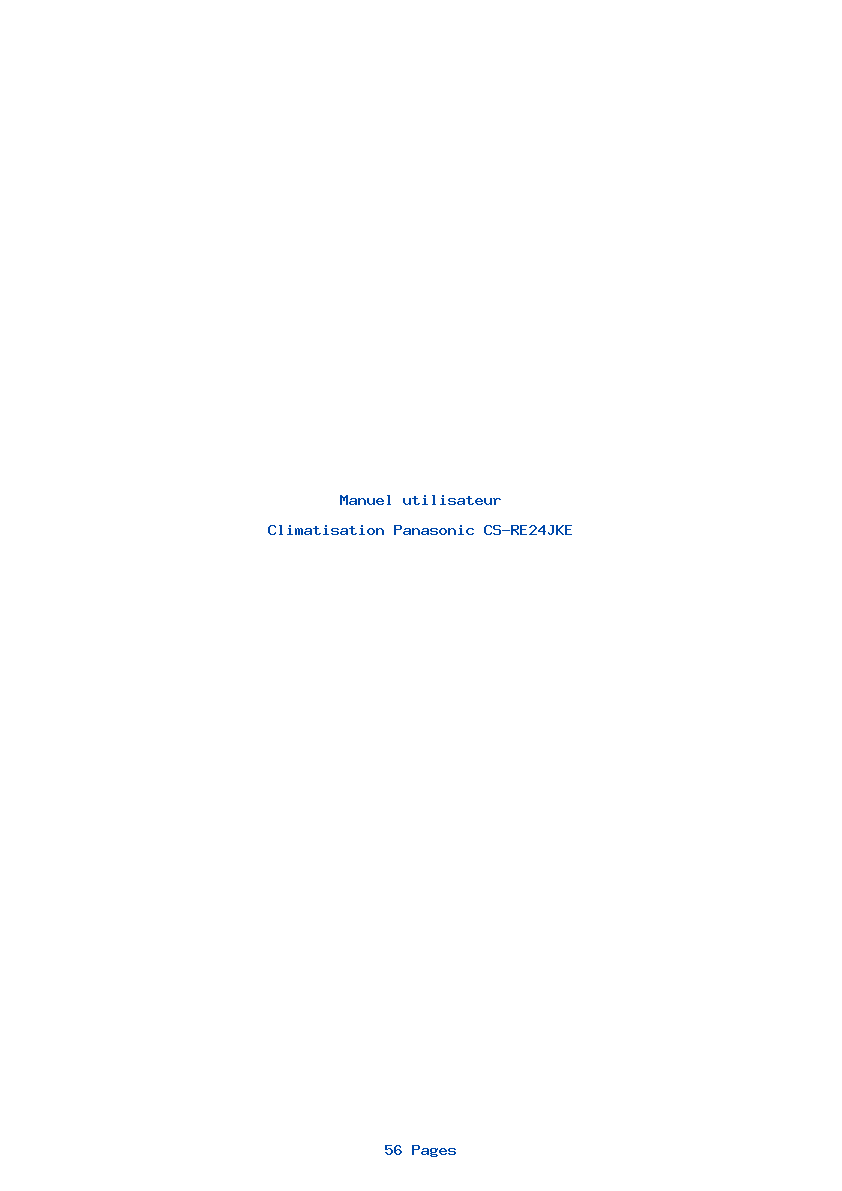 Page 1 de la notice Manuel utilisateur Panasonic CS-RE24JKE