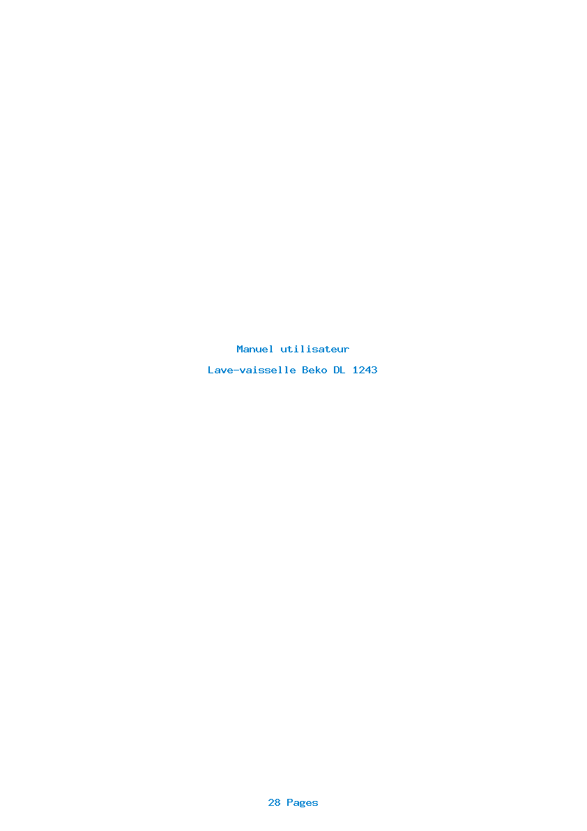 Page 1 de la notice Manuel utilisateur Beko DL 1243