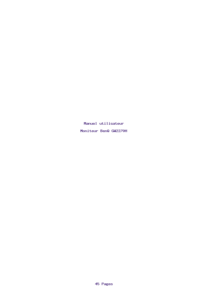 Page 1 de la notice Manuel utilisateur BenQ GW2270H