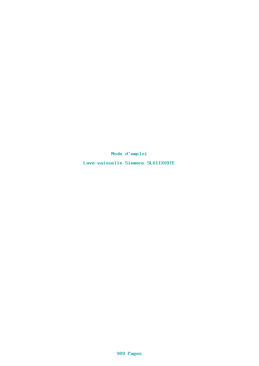 Page 1 de la notice Mode d'emploi Siemens SL61IX09TE