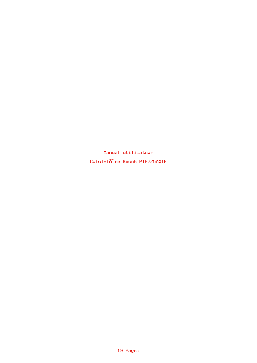 Page 1 de la notice Manuel utilisateur Bosch PIE775A01E