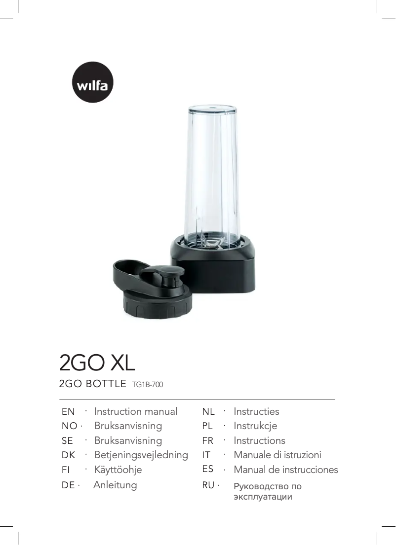 Page 1 de la notice Manuel utilisateur Wilfa 2Go XL TG1B-900