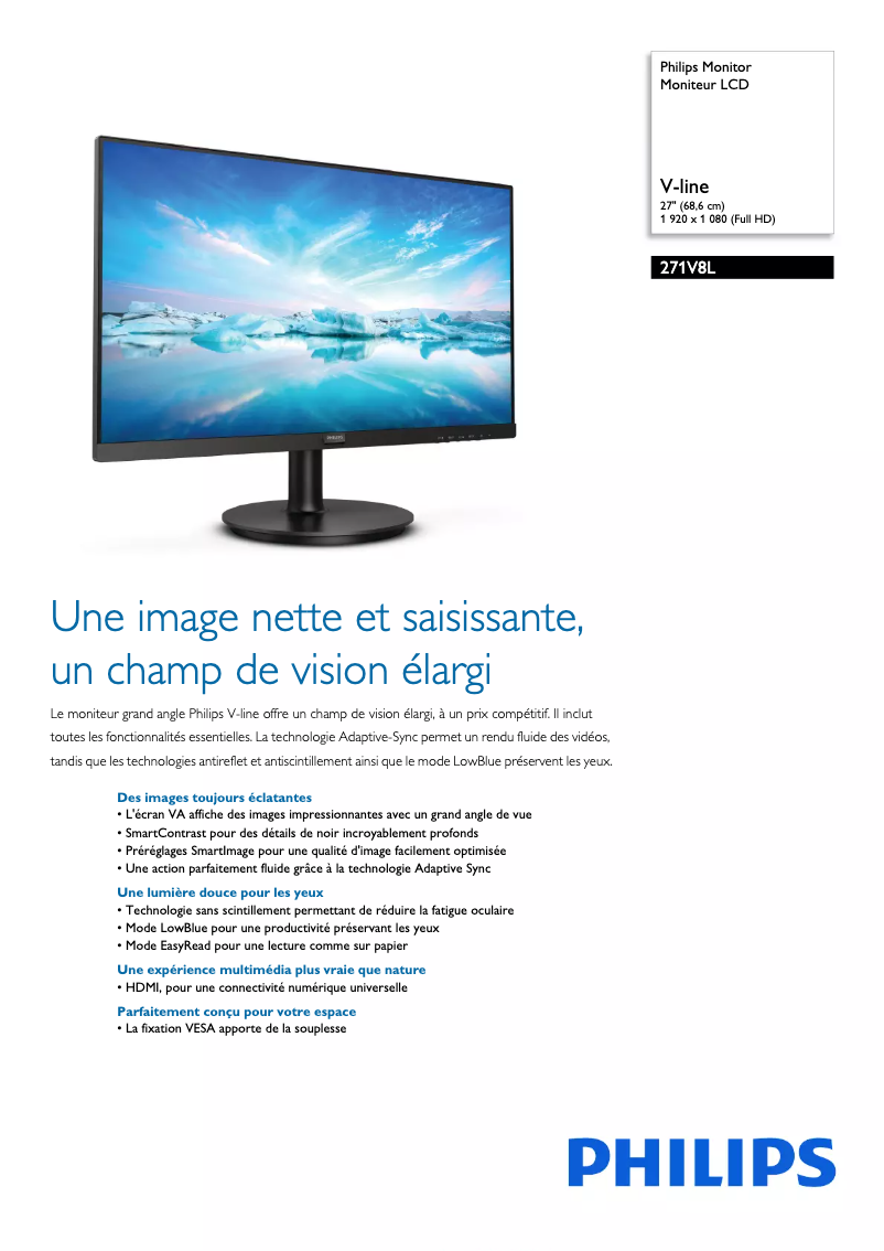 Page n°1 - Fiche technique Philips 271V8LA
