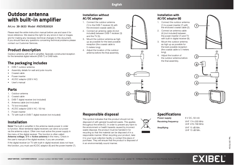 Page 1 de la notice Manuel utilisateur Exibel DVB-2692A