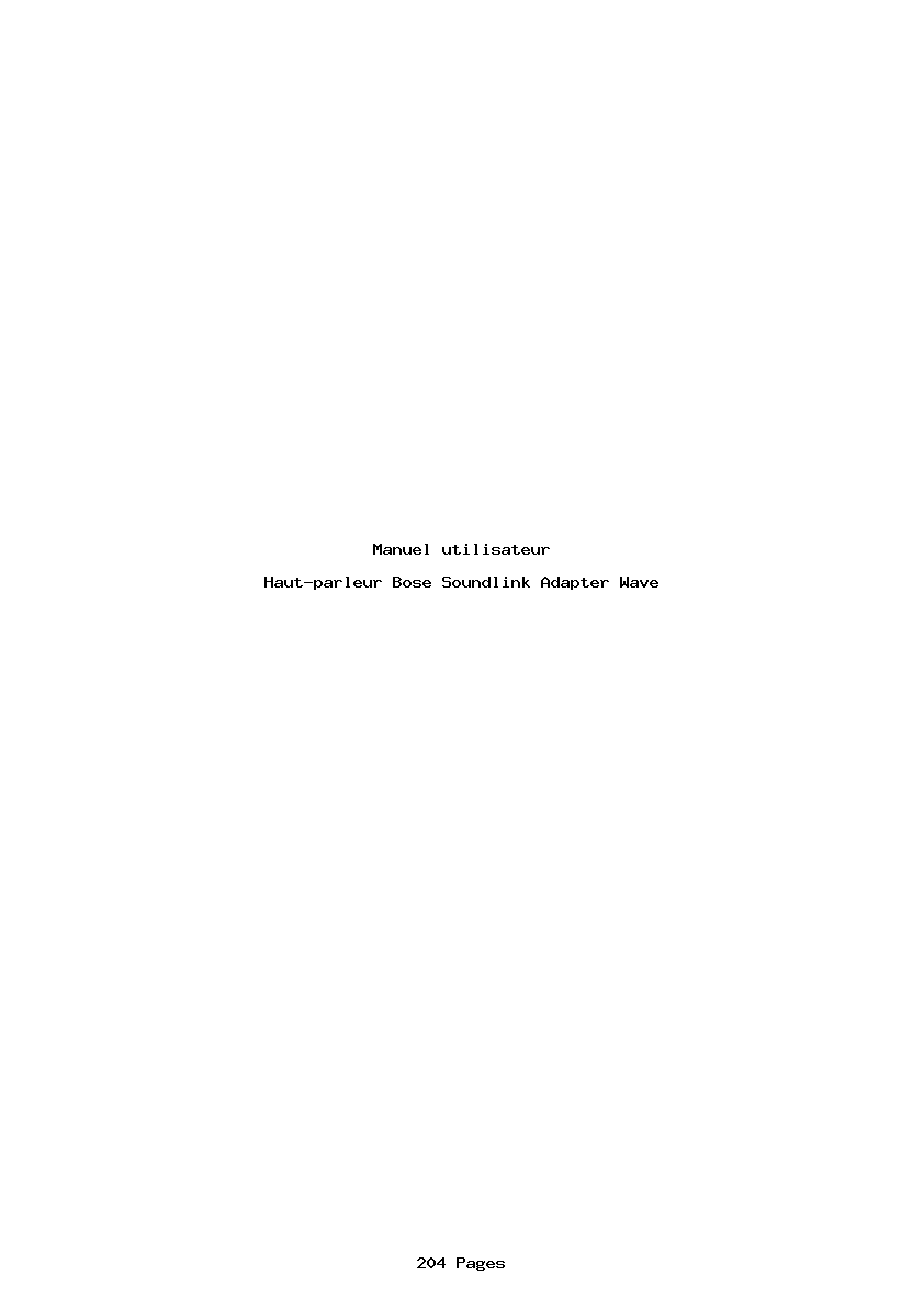 Page 1 de la notice Manuel utilisateur Bose Soundlink Adapter Wave