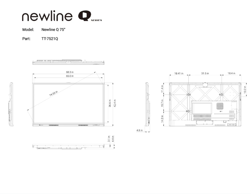 Page 1 de la notice Dessin technique Newline TT-6521Q