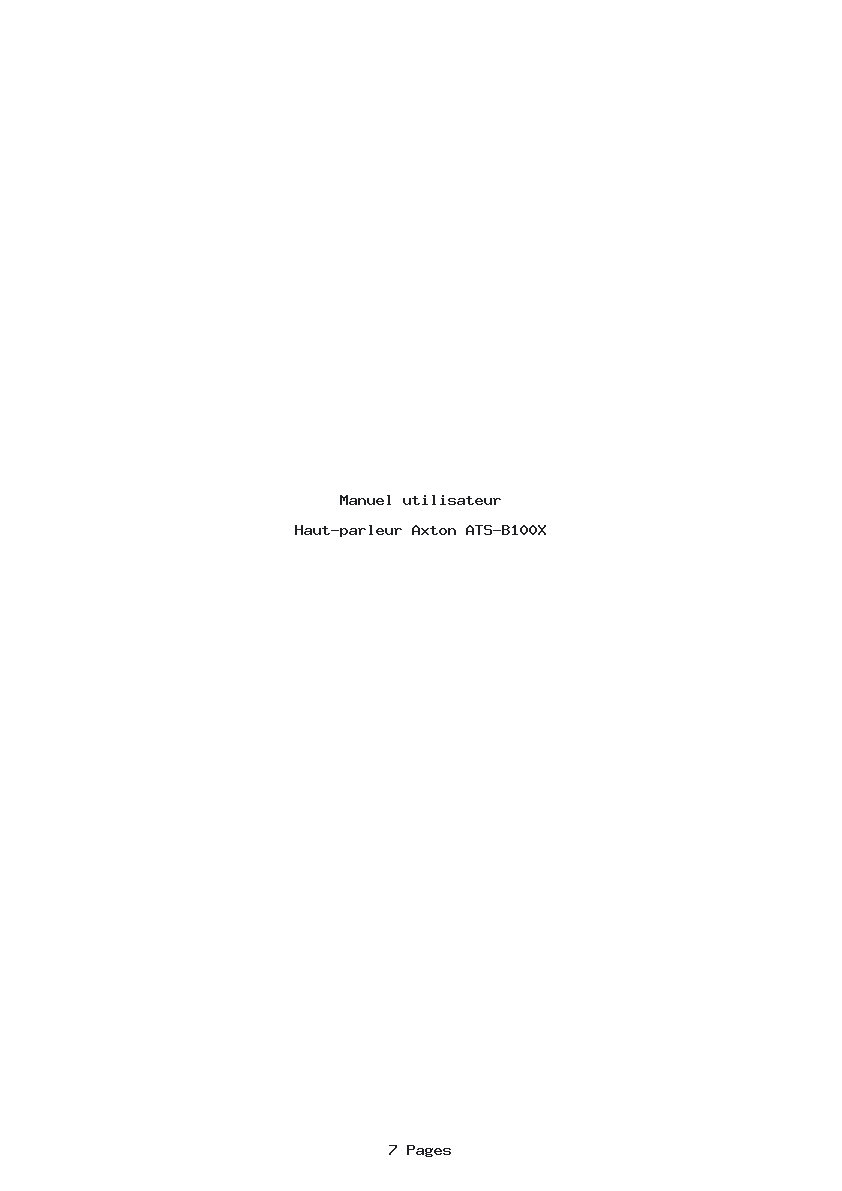 Page 1 de la notice Manuel utilisateur Axton ATS-B100X