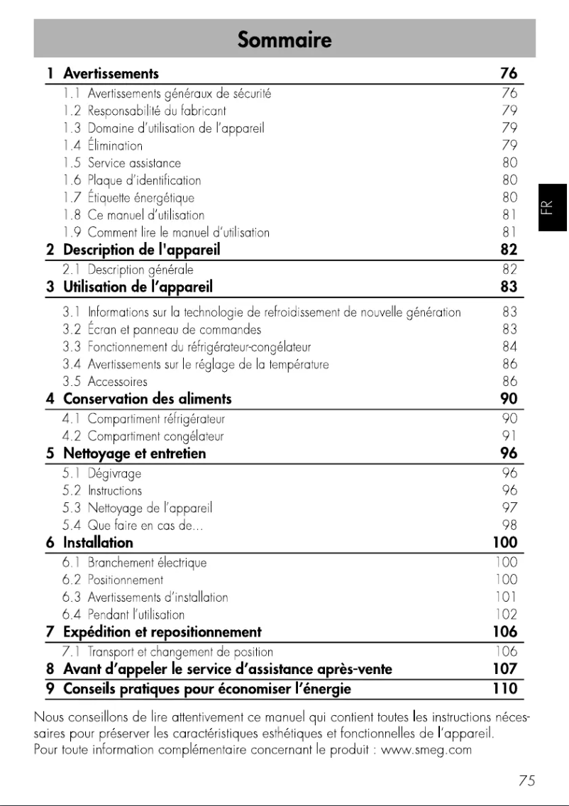 Page 1 de la notice Manuel utilisateur Smeg FA8005LAO5