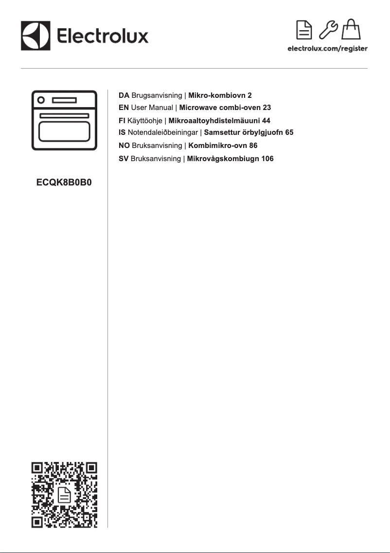Page 1 de la notice Manuel utilisateur Electrolux ECQK8B0B0