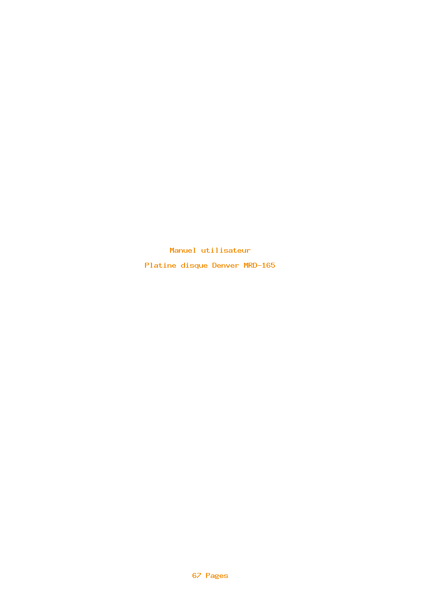 Page 1 de la notice Manuel utilisateur Denver MRD-165