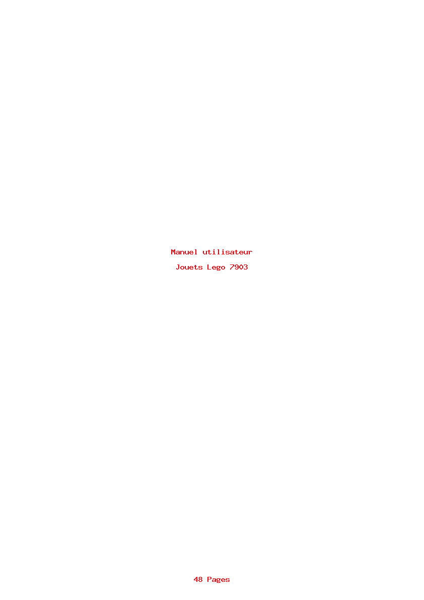 Page 1 de la notice Manuel utilisateur Lego 7903