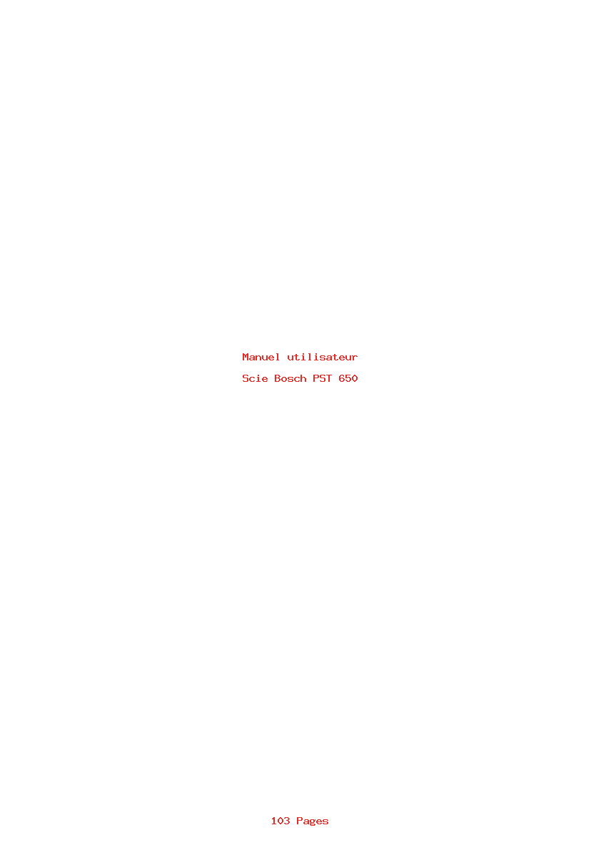 Page 1 de la notice Manuel utilisateur Bosch PST 650