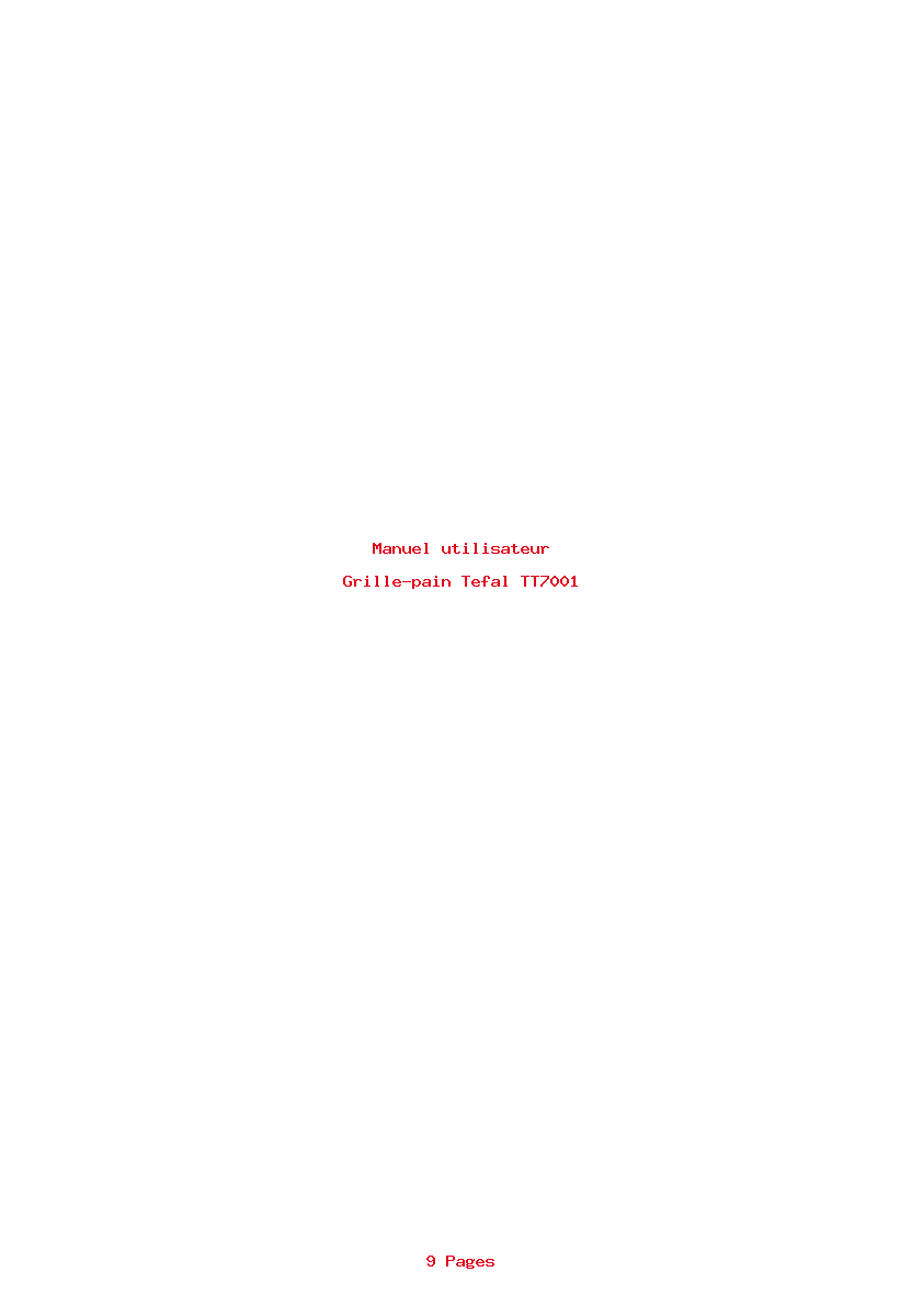 Page 1 de la notice Manuel utilisateur Tefal TT7001