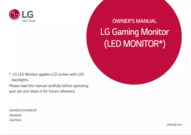 Page 1 de la notice Manuel utilisateur LG UltraGear 34GN850P