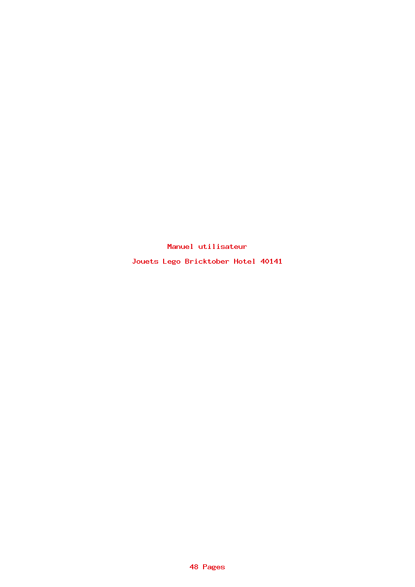 Page 1 de la notice Manuel utilisateur Lego Bricktober Hotel 40141
