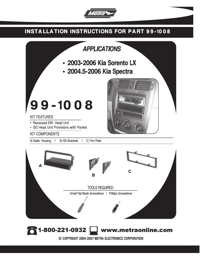 Page 1 of the manual User Manual Metra 99-1008